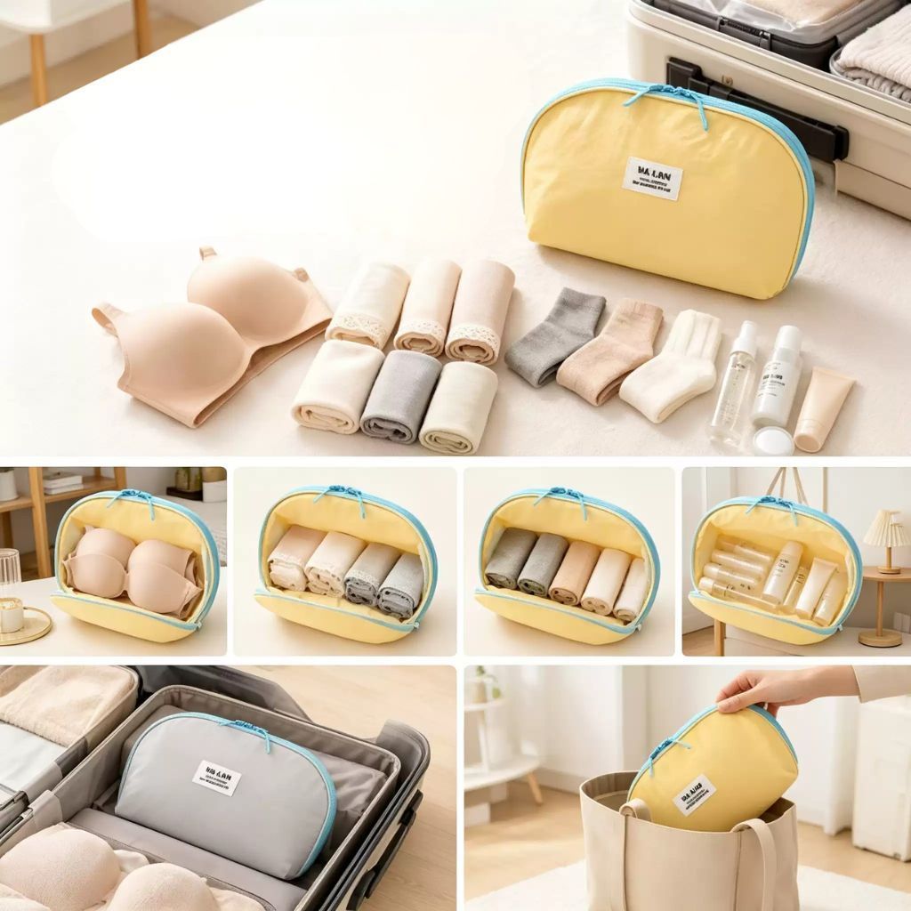 Túi Đựng Áo Lót Quần Lót Du Lịch, Hộp Đựng Nội Y Chống Thấm Có Ngăn Chia