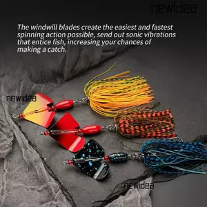 MỚIIDEA Mồi câu cá râu, 19G bass pike walleye Buzzbait, 2023 Váy silicon nắp tua rua spinner mồi Câu cá biển
