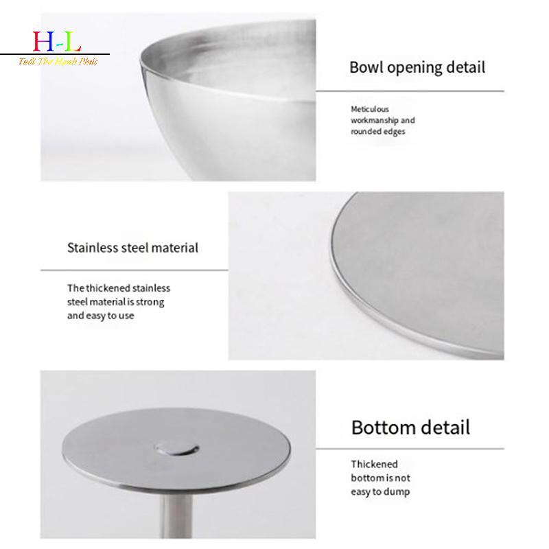 HL 2023 Mới Cốc Thép Không Gỉ Cốc Kem Món Tráng Miệng Salad Bát Trái Cây Đĩa Sna Món Ăn KTV Thanh Tiếp Liệu LMWU