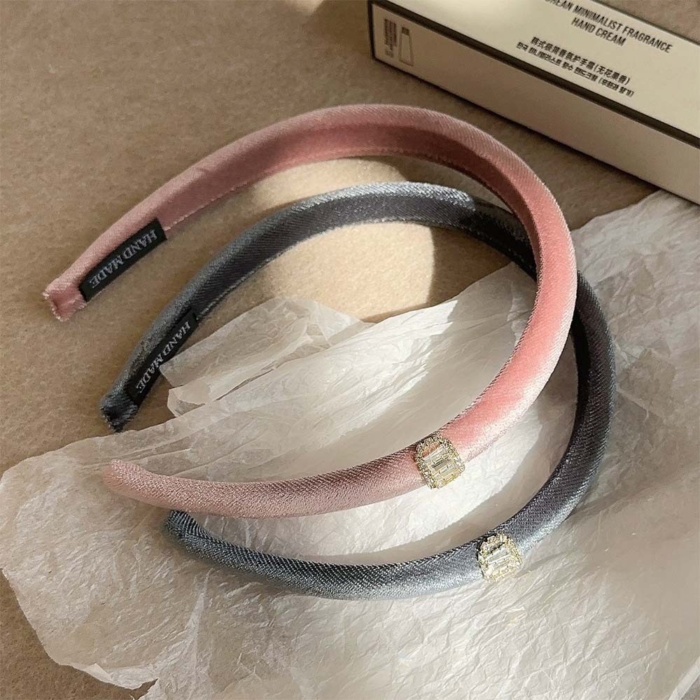 Hululu / Phong Cách Hàn Quốc Phong Cách Mới Nhung Cao Cấp Phiên Bản hẹp Kim Cương Giả Xốp Băng Đô Đi Chơi Tính Khí Phù Hợp Với Băng Đô Cao Cấp Phụ Kiện Tóc