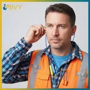 Tai nghe nhét tai BVY 1,2m để làm việc Giảm tiếng ồn Bảo vệ thính giác Công trường xây dựng Dây chuyền sản xuất Những nơi ồn ào.