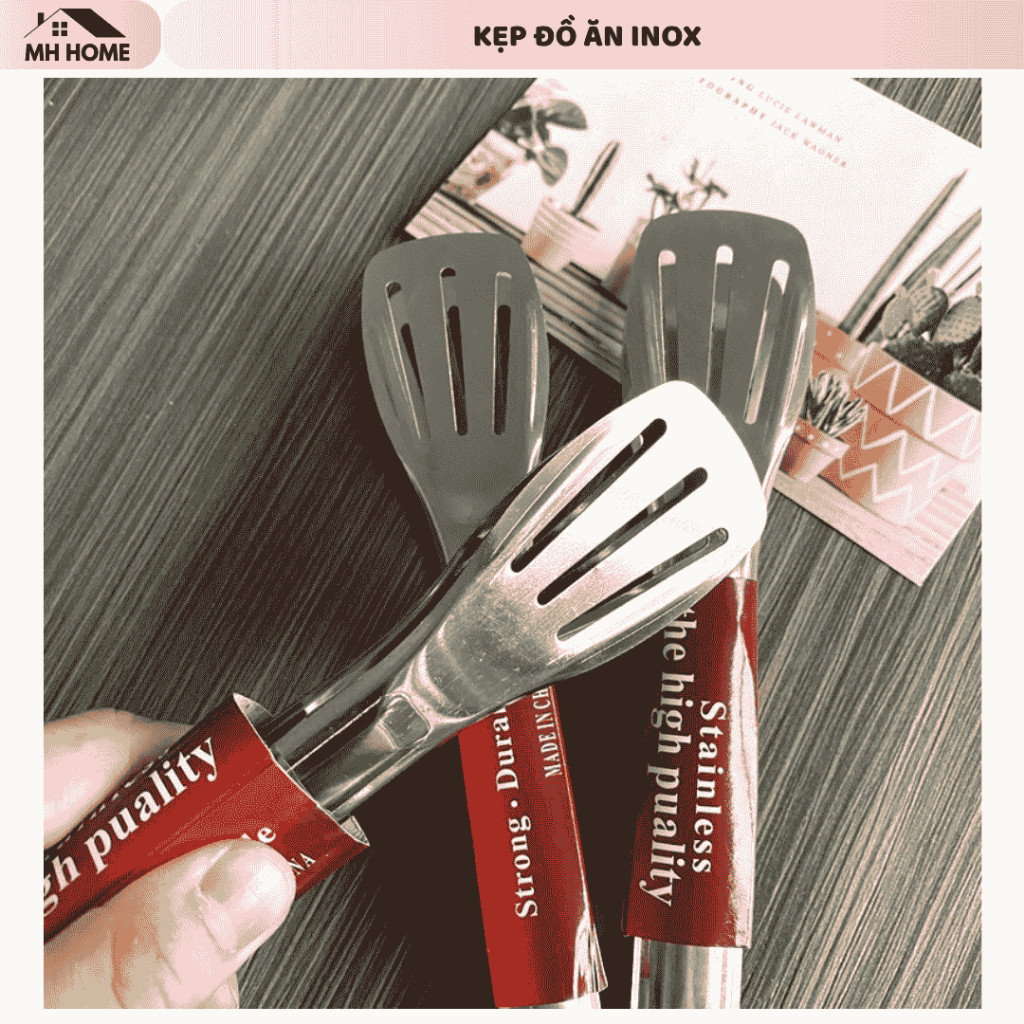 [Loại To Dài]Kẹp Gắp Thức Ăn Inox Cao Cấp. Kẹp Gắp Đồ Nướng BBQ Gắp Thịt Tiện Lợi Chống Nóng