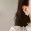 PNPIA- Mới Lớn Hoa Trắng Bông Tai Nữ Cá Tính Thời Trang Thiết Kế Độc Đáo Cưới Trang Sức Quà Tặng Sinh Nhật