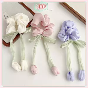 JRP Nữ Cô Gái Dễ Thương Tóc Hàn Quốc Dây Buộc Tóc Thanh Lịch Tulip Scrunchie Đuôi Ngựa Giá Đỡ Nơ Tóc Co Giãn Phụ Kiện Tóc JRP