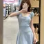 Đầm dệt kim eo hẹp Pure Desire dành cho nữ Váy lụa băng mùa hè Slim-fit Váy ngắn tay phồng ngọt ngào mùa hè