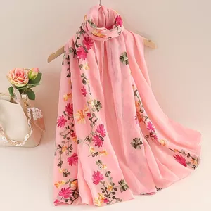 Mùa Xuân Nữ Văn Học Phong Cách Dân Tộc Khăn Choàng Vải Lanh Cotton Phù Hợp Với Chống Nắng Dài Khăn Du Lịch Kép Thêu 6.21