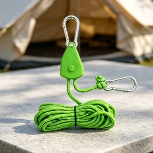 Guyline với ròng rọc Dây lều phản quang với Carabiner Tarp Dây buộc dây dài Dây chịu lực nặng cho người cắm trại, cắm trại
