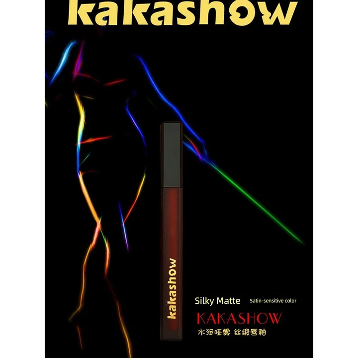 son bóng son bóng lì lâu trôi Kakashow Đen Satin Son Bóng Nhung Matte Lip Gloss Làm Trắng Môi Dưỡng Ẩm Không Dễ Dính Cốc Đen Silk Lip G