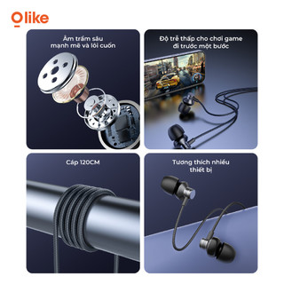 Olike E13 Tai Nghe Có Dây Gaming Nhét Tai Có Mic, Chống Ồn, Cách Âm Tốt, Cổng Type-C Lightning Cho iPhone Samsung Xiaomi