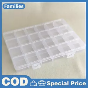 Thiết Thực 24 Lưới Nhựa Trong Suốt Hộp Bảo Quản Trang Sức Bông Tai Hạt Vít Giá Đỡ Hộp Đựng Hiển Thị Người Tổ Chức Hộp Đựng