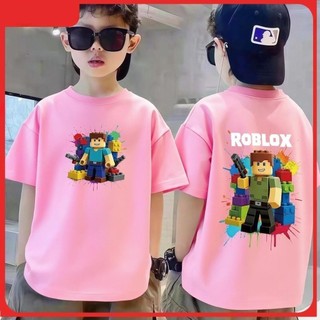 2026 năm mới Áo thun trai và cô gái tay ngắn cotton thoáng khí in hình ROBLOX Mát mẻ Phù hợp cho trẻ em năm mới