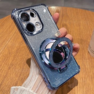 Dành Cho Reno16 Pro 5G Vỏ Cho Oppo Reno 16 Pro F 16Pro + 1 6 Reno16Pro Reno16 F 2026 Giá Đỡ Nhẫn Giá Đỡ Vỏ Điện Thoại Lá Bling Lấp Lánh Trong Suốt Acrylic Chống Sốc Ốp Lưng