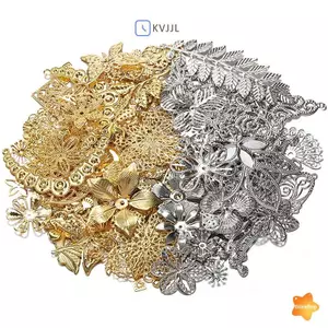 50g / lốc Hỗn Hợp Lá Hoa Kim Loại Phù Hợp Quấn Kết Nối Mặt Dây Chuyền Hạt Mũ Quyến Rũ Cho Đồ Trang Sức DIY Làm Đồ Thủ Công Mới