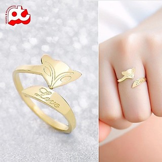 Nhẫn Nữ Titan, Nhẫn Titan Cao Cấp Hình Hồ Ly free size Siêu Cute