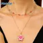 METUBE 2 chiếc/bộ vòng cổ nhiều lớp mạ vàng, mặt hoa, charm pha lê hồng hai lớp, bộ trang sức nữ