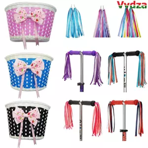 VVDZA Tay Lái Xe Tay Ga Giỏ Nhiều Màu Nơ Túi Đựng Treo Tua Rua Retro