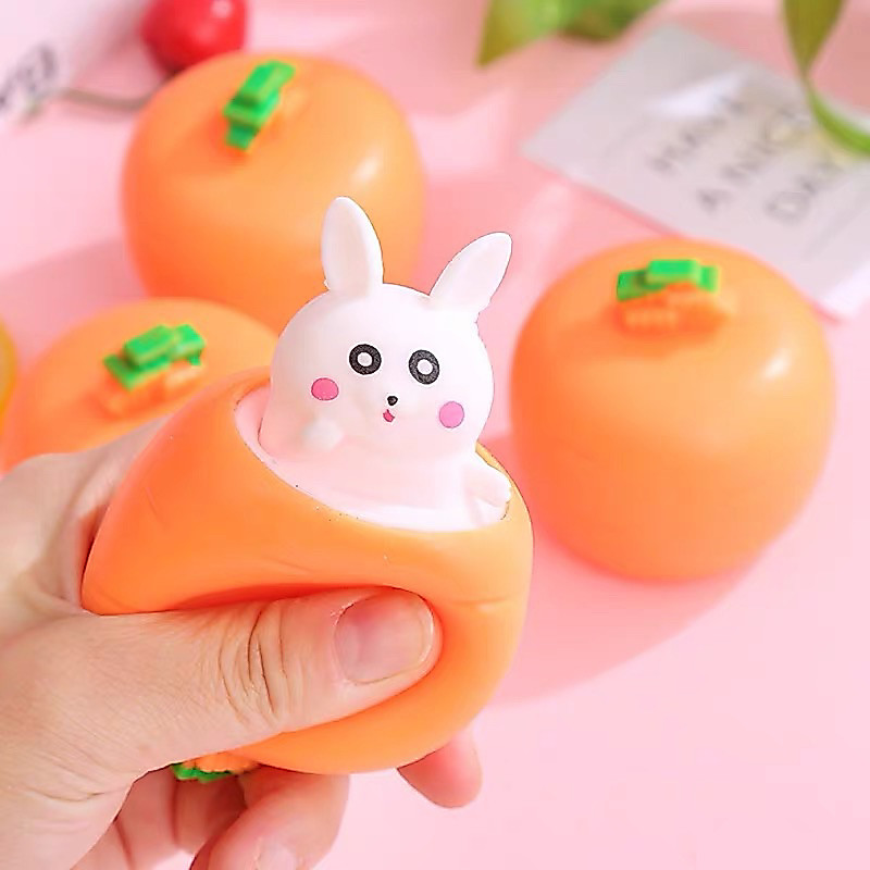 Đồ chơi thỏ trốn cà rốt – Squishy Mochi Pop up Squirrel, Đồ Chơi Xả Stress Dễ Thương Giảm Căng Thẳng