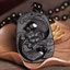 Mặt dây chuyền Song Ngư Sen Obsidian tự nhiên