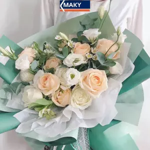 MAKY 20 Chiếc Hai Mặt Màu Hoa Quấn Hoa Chống Thấm Nước Bó Hoa Ngủ 58 * 58cm DIY Gói Quà Giấy Trang Trí Hoa VN