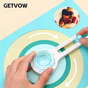 Dụng cụ cắt vòng tròn GETVOW, Máy cắt giấy hình tròn đa kích thước đường kính 2cm-32cm, Đường kính có thể điều chỉnh di động Scrapbooking Máy cắt quay tròn Làm mô hình