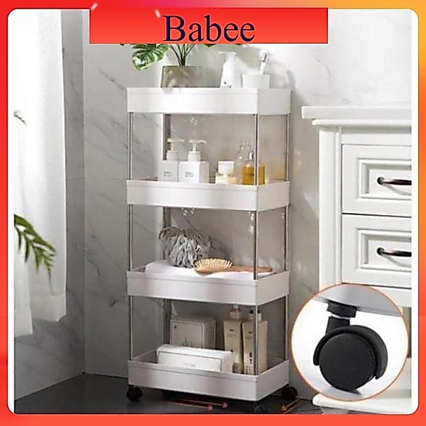 Kệ đựng đồ đa năng 3 tầng,4 tầng đựng đồ cho bé có bánh xe đẩy, kệ đồ spa
