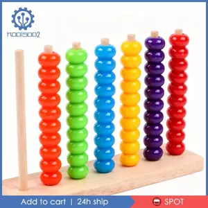Máy phân loại hạt bằng gỗ Học sớm Đồ chơi bàn tính cho trẻ mới biết đi Hạt lớn Sắp xếp màu Nhẫn cho trẻ nhỏ, trẻ mẫu giáo