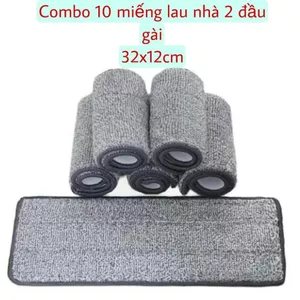 Combo 10 Miếng Bông Lau Nhà thay thế có 2 đầu gài 32x12cm Lau Sàn Cây Lau Nhà