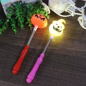 QEARY 4 Đèn Lồng Halloween, Gậy Nhấp Nháy Đèn Lồng Tay Bí Ngô Dạ Quang, Mùa Xuân Vui Nhộn Sáng Cây Đũa Phép Hoạt Hình Trang Trí Bí Ngô Dính Đèn Lồng Tiệc Halloween