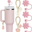 10mm Hoa Hồng Ống Hút Bộ Mũ Rơm Chữ Tình Yêu Mặt Dây Chuyền Bướm Mặt Dây Chuyền Cốc Dây Chuyền Di Động 6IRT