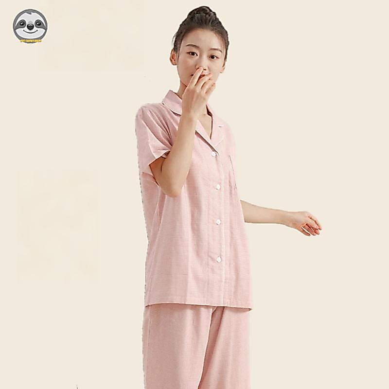 Áo thun nữ phong cách Nhật Bản từ bông nguyên chất mịn lưới, hai lớp