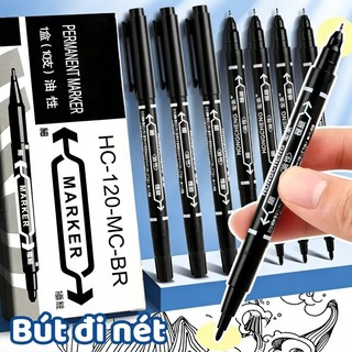 Combo 10 bút lông dầu không xóa được - Bút lông dầu đánh dấu  - bút dạ dầu 2 đầu