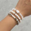 Vòng tay ngọc trai giả FUJIZOU, Bộ vòng tay bạc Baroque, Dây chuyền tay kim loại xếp chồng lên nhau không đều độc đáo dành cho nữ