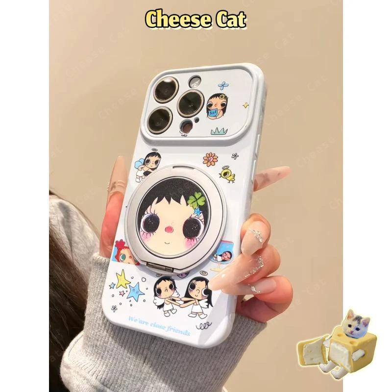 Ốp điện thoại bằng kim loại hình cô gái dễ thương cho iPhone 11 12 13 14 15 16 17 Pro Max 17 Air XR Xs Max