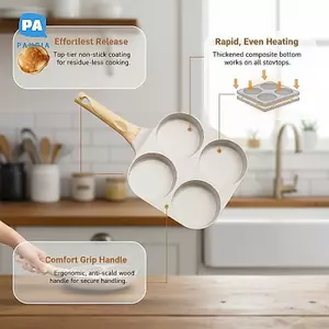 Chảo Chiên Trứng Chống Sti 4 Lỗ Bánh Mì Burger Đa Năng Cho Bếp Cảm Ứng Bếp Gas Nhà Ăn Sáng Làm VN