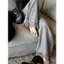 Quần ống rộng khâu ren bên màu xám, phong cách mới mùa hè đẹp mắt Drape dáng rộng thường ngày