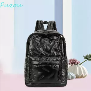 Ba lô Cotton không gian FUJIZOU, Túi đeo vai bong bóng Nylon màu trơn, Ba lô mây thời trang có thể điều chỉnh Dây đeo vai học sinh Túi đi học nữ / bé gái
