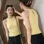 Pure Desire to Wear Hollow Halterneck Áo Vest dệt kim mùa hè Phong cách Hàn Quốc Đẹp eo hẹp thon gọn hơn Tay áo mơ ước