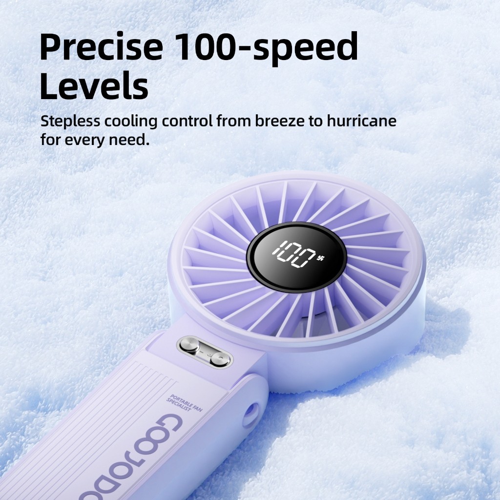Quạt Goojodoq 4000mAh tốc độ cao Năng lượng mặt trời Quạt cầm tay Turbo100 Gear Wind có thể gập lại