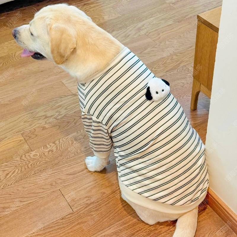 【Ready Stock】 Medium Large Dog Autumn and Winter Striped Clothes Cute Three-Dimensional Puppy round Neck Sweater Labrador Samo Golden Retriever/Border Collie wL9W