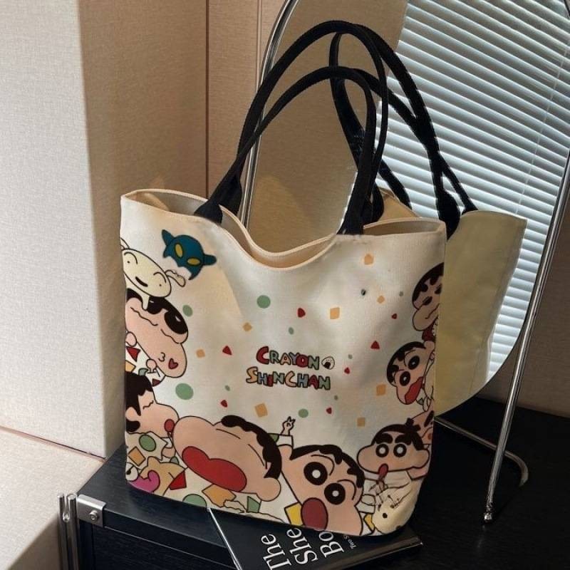 SQ11 Hoạt Hình Dễ Thương Crayon Shin chan Túi Xách Vải Dành Cho Nữ Sinh Viên Cầm Tay Dung Tích Lớn Túi Đeo Vai