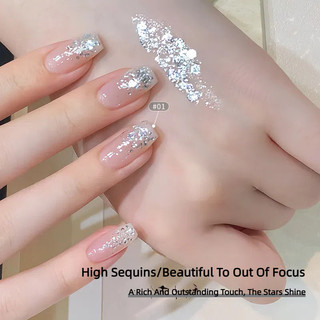 ANNIES Gel móng tay phủ sequin siêu lấp lánh, màu vàng champagne bạch kim, keo trị liệu móng nghệ thuật chuyên salon
