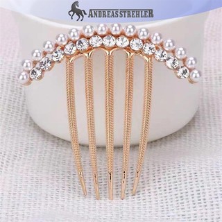 Lược Kẹp Tóc Nữ Andreas Strehler với Kim Cương Giả và Ngọc Trai, Phù Hợp cho Cô Dâu và Tiệc Cưới