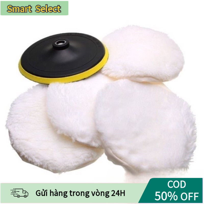 【COD】Phớt Lông Cừu Đánh Bóng Ô Tô Đường Kính 4-5 inch, Gồm Đế, Có Thể Dùng Trên Nhiều Loại Vật Liệu (Sơn Ô Tô, Sơn Xe Má