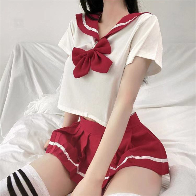 Váy Mini Học Sinh Style Preppy Có Nơ Cổ, Phù Hợp Làm Đồng Phục Nhà