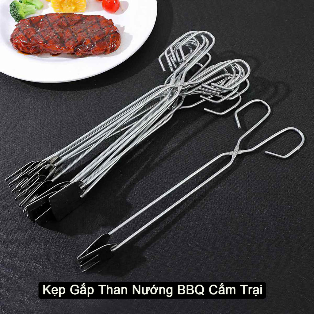 M7 Kẹp Gắp Rác Dã Ngoại Chất Liệu Thép Không Gỉ Tiện Lợi, Kẹp Gắp Than Nướng BBQ Cắm Trại, Camping
