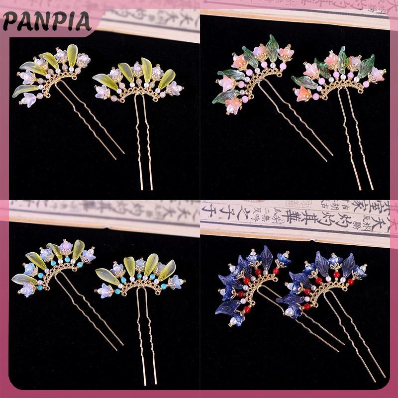 PANPIA- - Cặp Kẹp Tóc Vintage Hoa Sen Tráng Miệng Tiara, Phụ Kiện Tóc Retro
