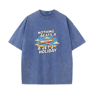 Nothing Beats a Jet 2 Ngày Lễ Vui Vẻ Áo nam Nữ Bông Tai Kẹp Hiphop Dạo Phố Rửa Vintage Cotton Áo Sơ Mi Tay Ngắn Áo P373