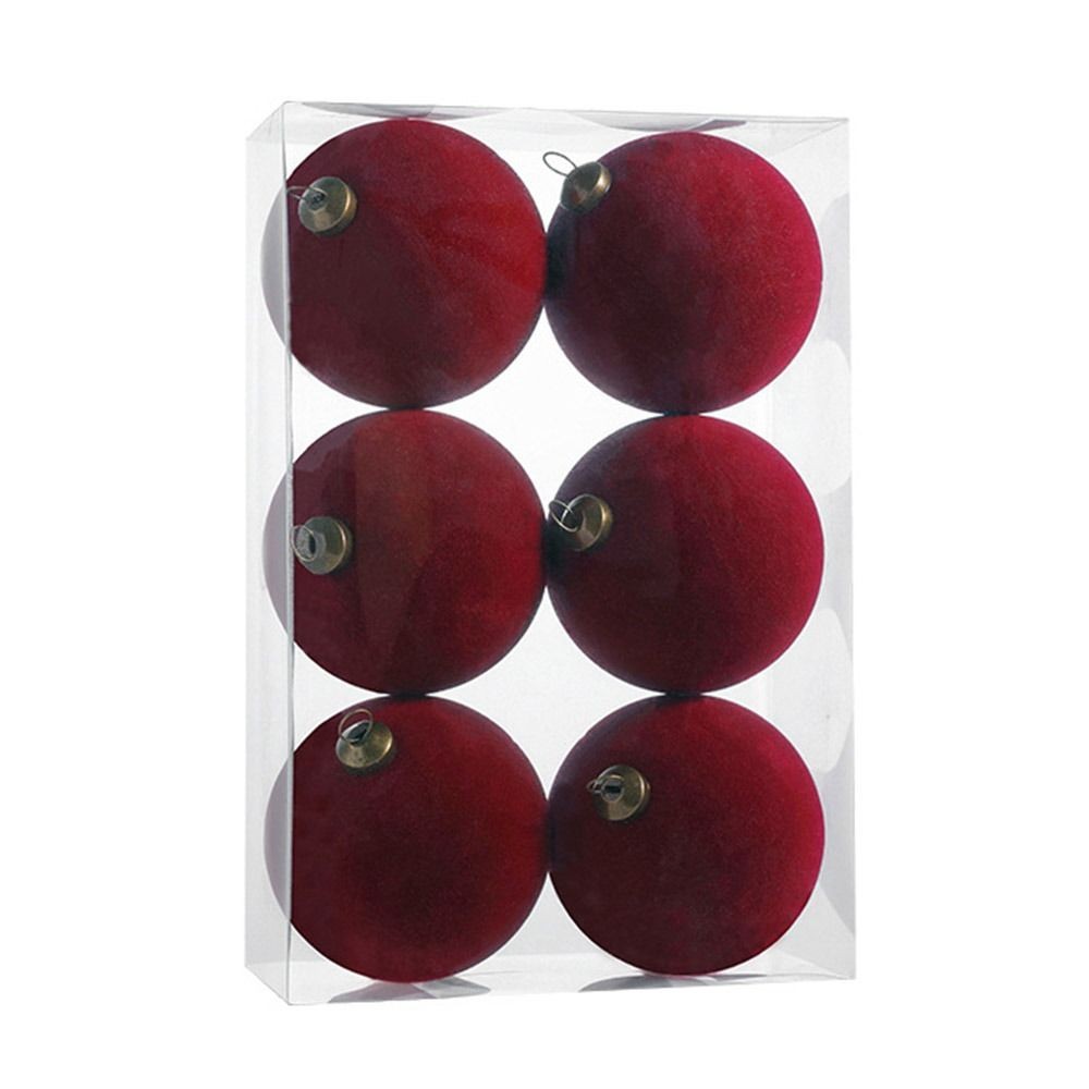 MARGREDY 6 Bộ Trang Trí Quả Bóng Giáng Sinh, Kích Thước 8CM Mặt Dây Chuyền Cây Giáng Sinh Màu, Tiệc Cưới Quà Tặng Bóng Nhung Nhựa Đồ Trang Trí Năm Nhà Trang Trí Giáng Sinh