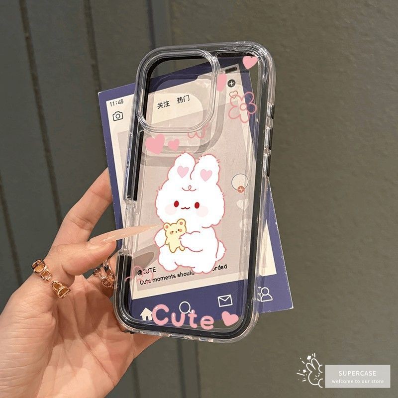 Ốp Điện Thoại Hình Thỏ Hoạt Hình Dễ Thương Cho OPPO Reno 14 13 11 10 9 8 Pro Plus 8T 8Z 8 Lite 5G 4G Cặp Đôi Sang Trọng Màu Kẹo Viền Vỏ Chống Rơi Mềm Trong Suốt