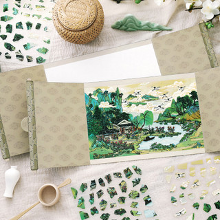 ENWEI 4 Cái [Dòng Phục Hồi Đồ Cũ] Nhãn Dán Phong Cảnh 3D Chất Liệu Chống Thấm Nước Kích Thước Lớn Biệt Thự Đỏ Sân Vườn Phong Cách Cổ Đại Sổ Lưu Niệm Tạp Chí Người Lập Kế Hoạch Trang Trí Văn Phòng Phẩm Nhãn Dán